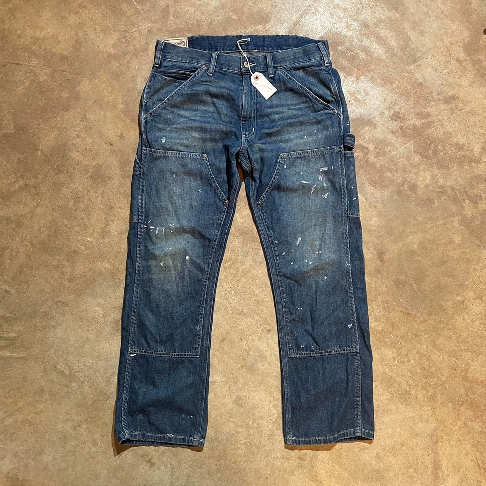 Vintage Style Double Knee Paint Splatter Polo Pants